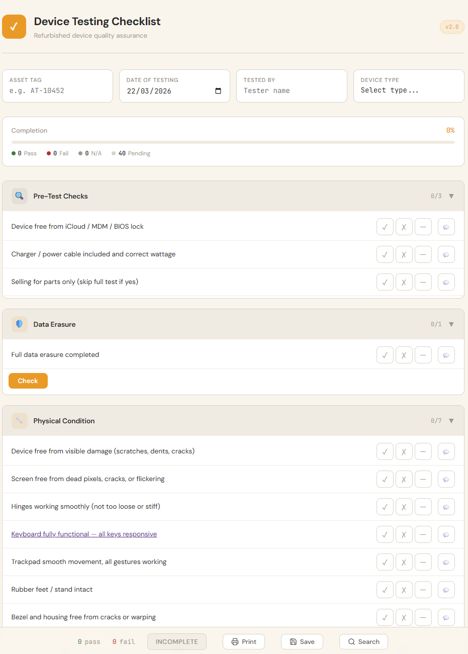 Checklist web application