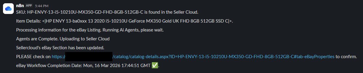 n8n SellerCloud Slack Bot